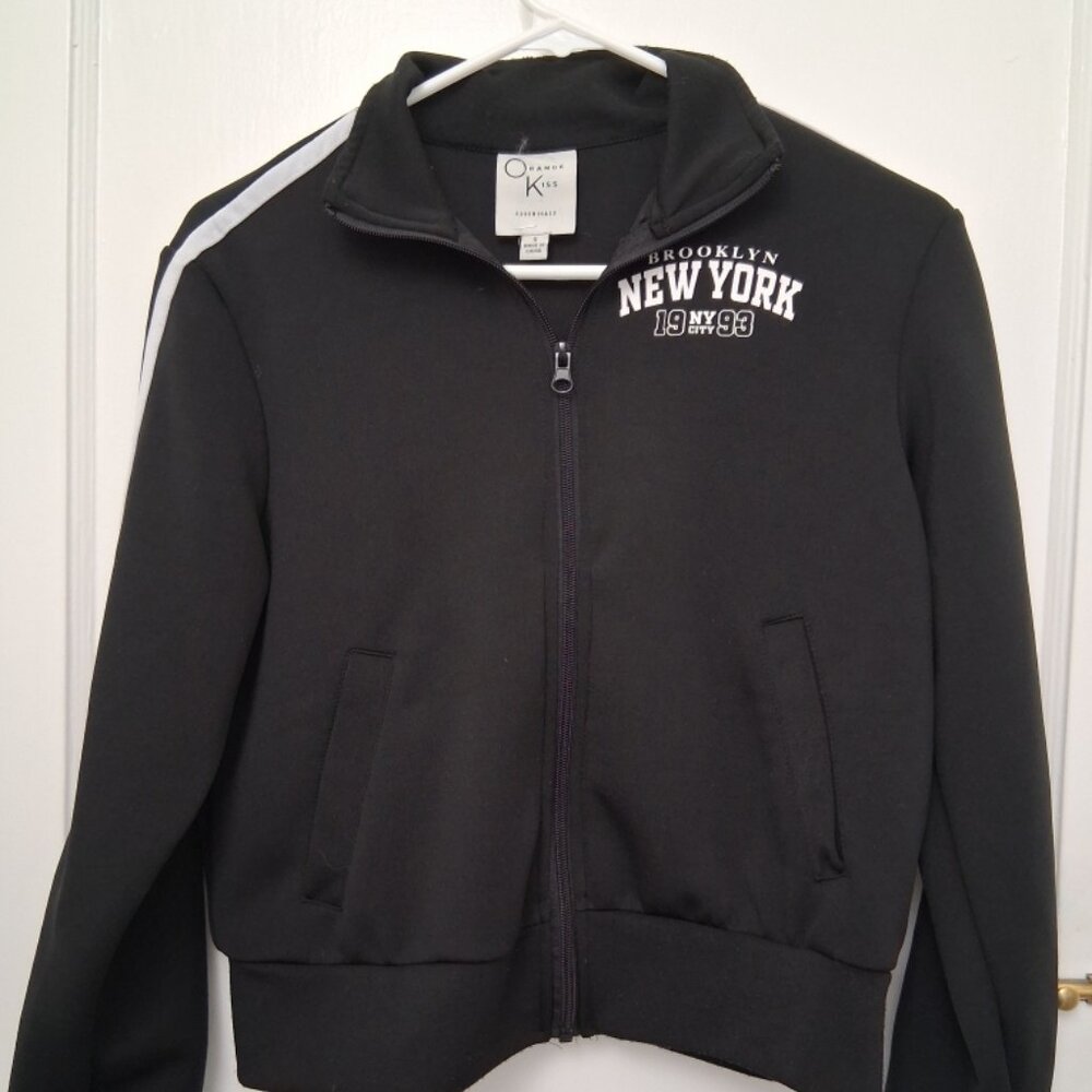 Juniors Orange Kiss Cropped Brooklyn New York Jacket